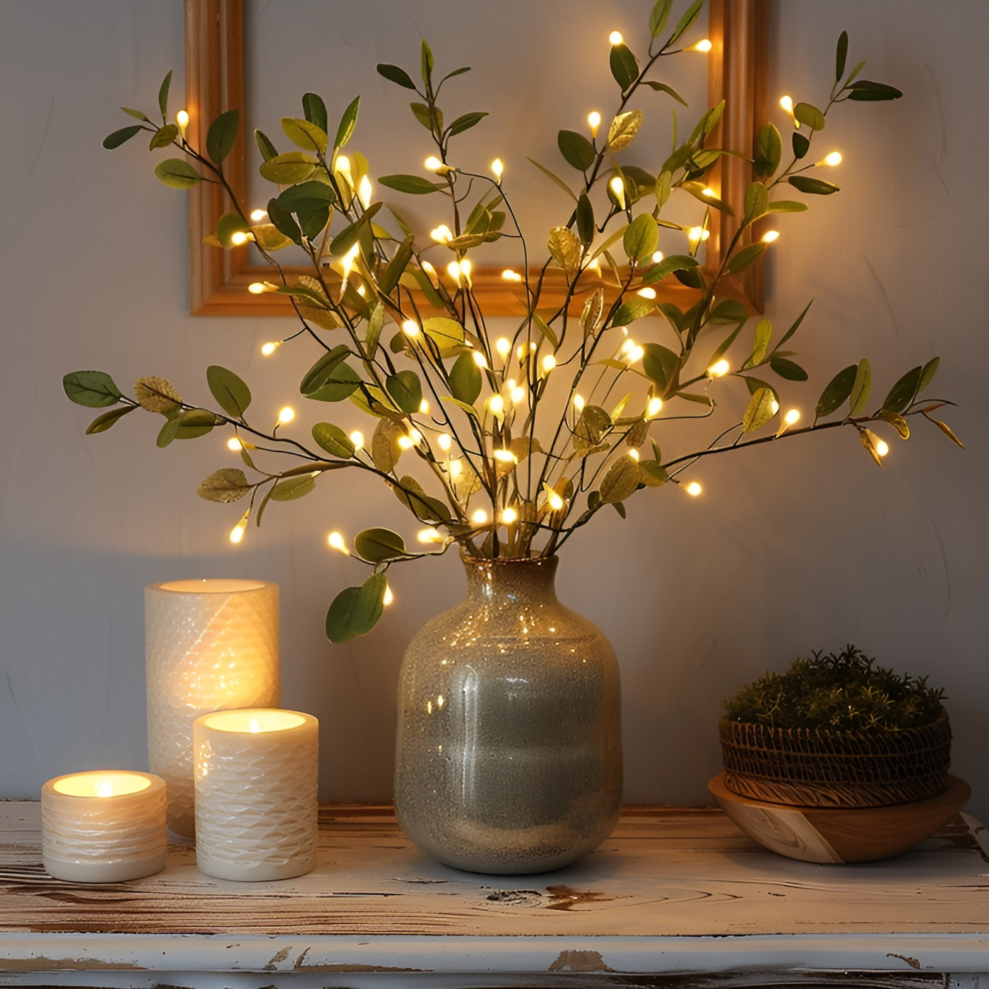 Starverra – Bright Olive Branch Lighting Warm LED Indoor Decorative Light Branch
