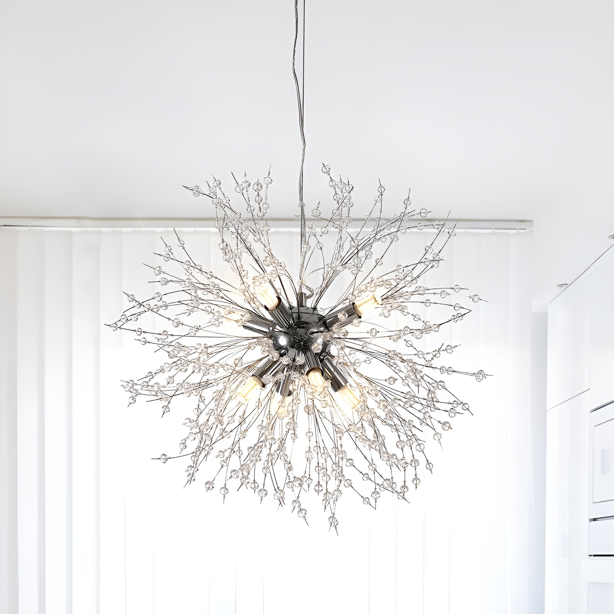 GlowNova – Lighting Luxury 8-Light Sputnik Firework Chandelier in Brass or Chrome