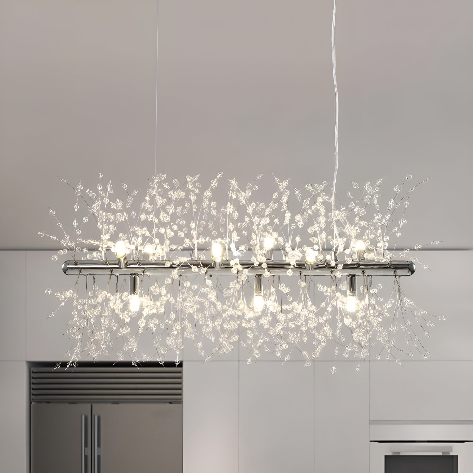Crystalia – Modern 9-Light Crystal Chandelier for Dining Kitchen & Living Spaces