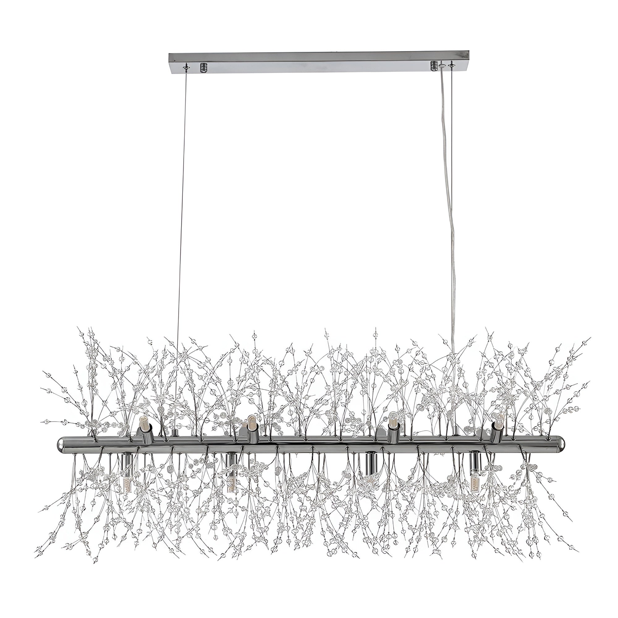 LustraBloom – Modern 12-Light Crystal Linear Chandelier for Dining & Living Spaces