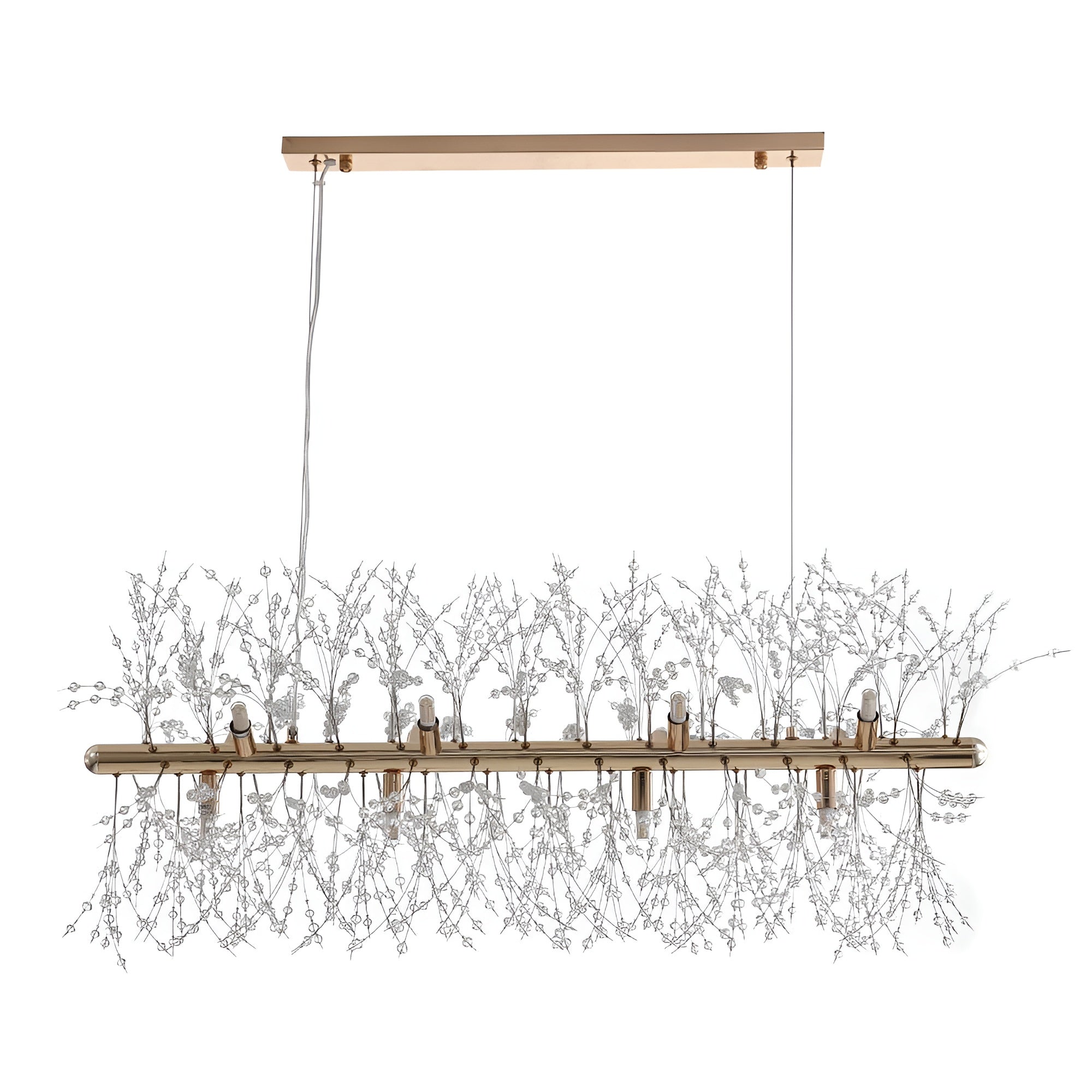 LustraBloom – Modern 12-Light Crystal Linear Chandelier for Dining & Living Spaces