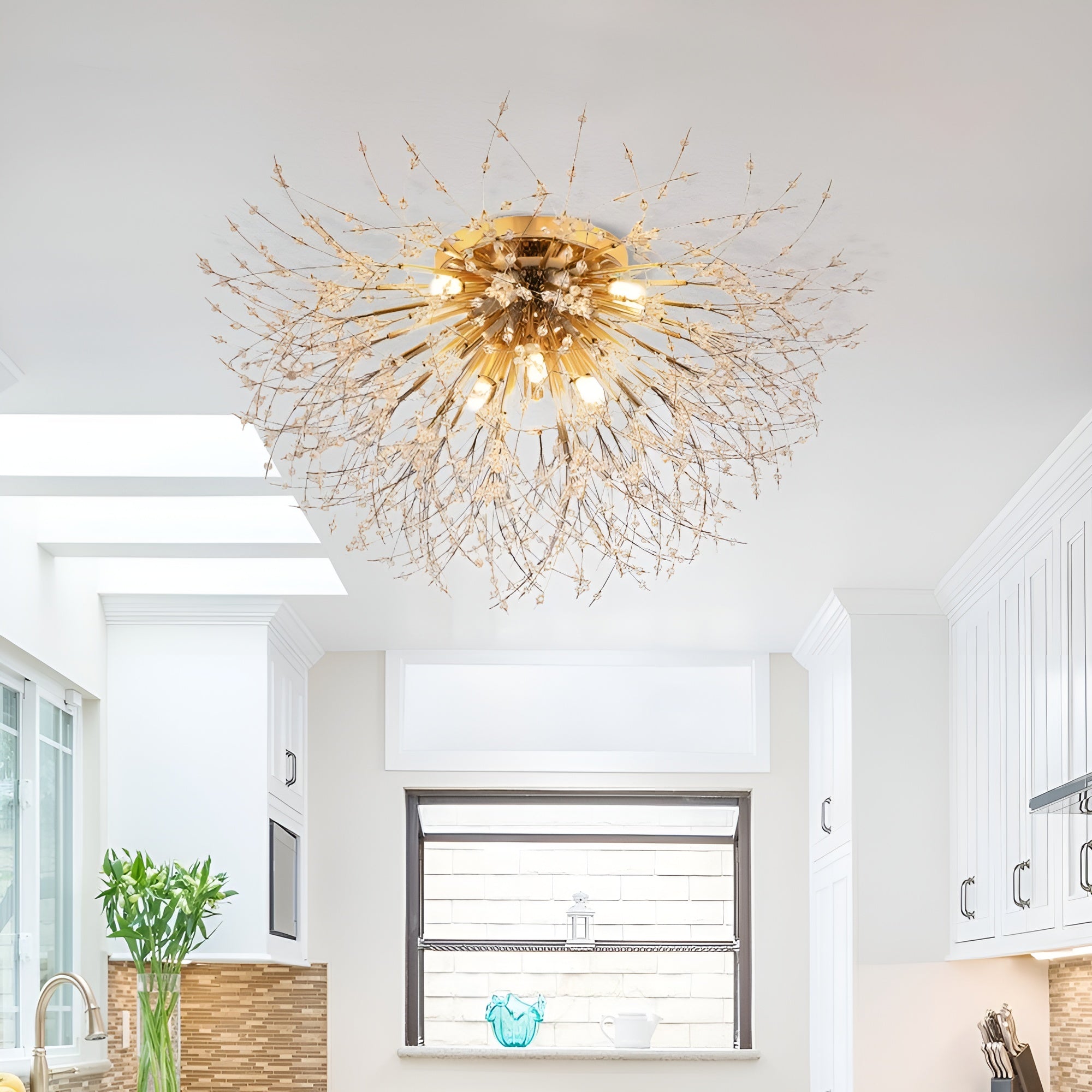 Glowvique – Modern Beaded Sputnik Flush Mount Light Fixture