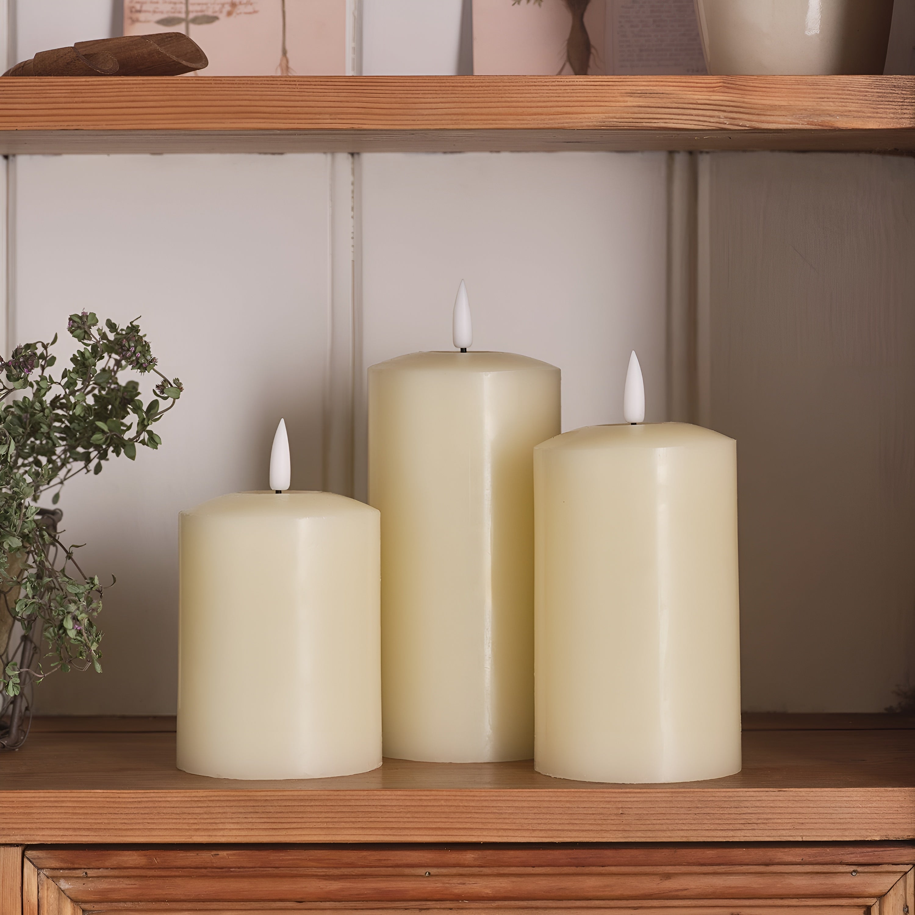 GlowLume – Ivory LED Pillar Candle Trio with Remote Control