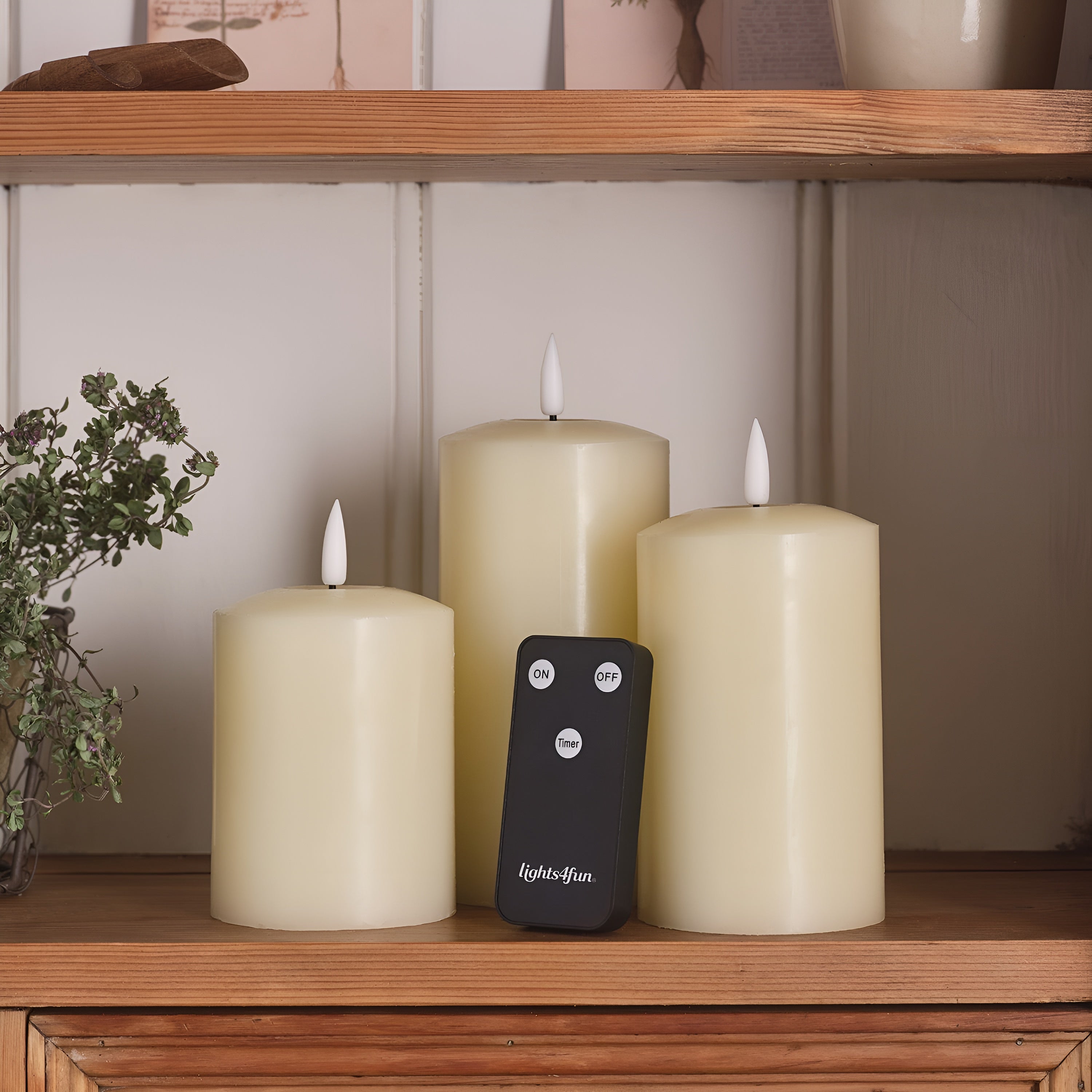 GlowLume – Ivory LED Pillar Candle Trio with Remote Control