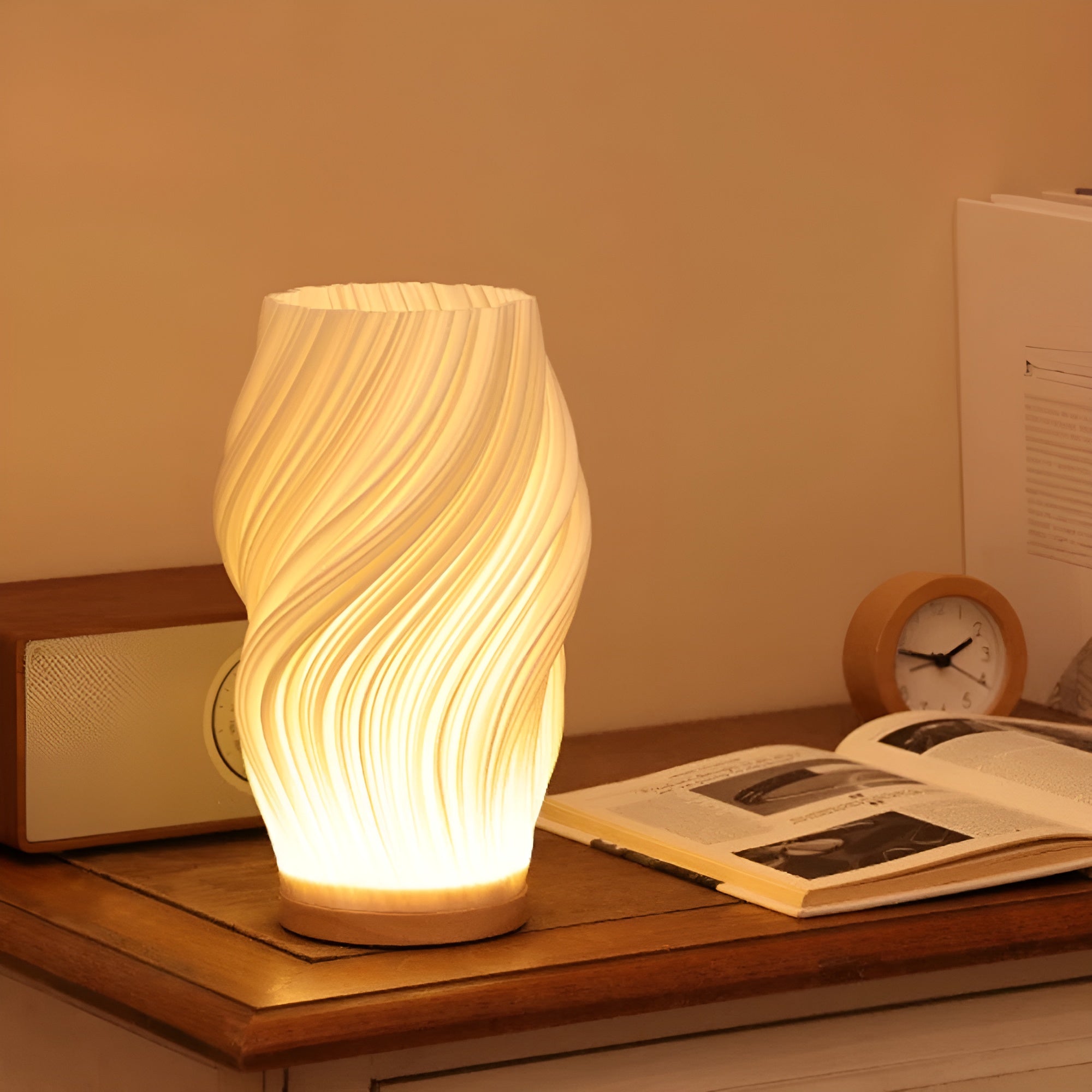 LumiWeave – Modern Dessert Table Lamp Soft Ambient LED Bedroom Light