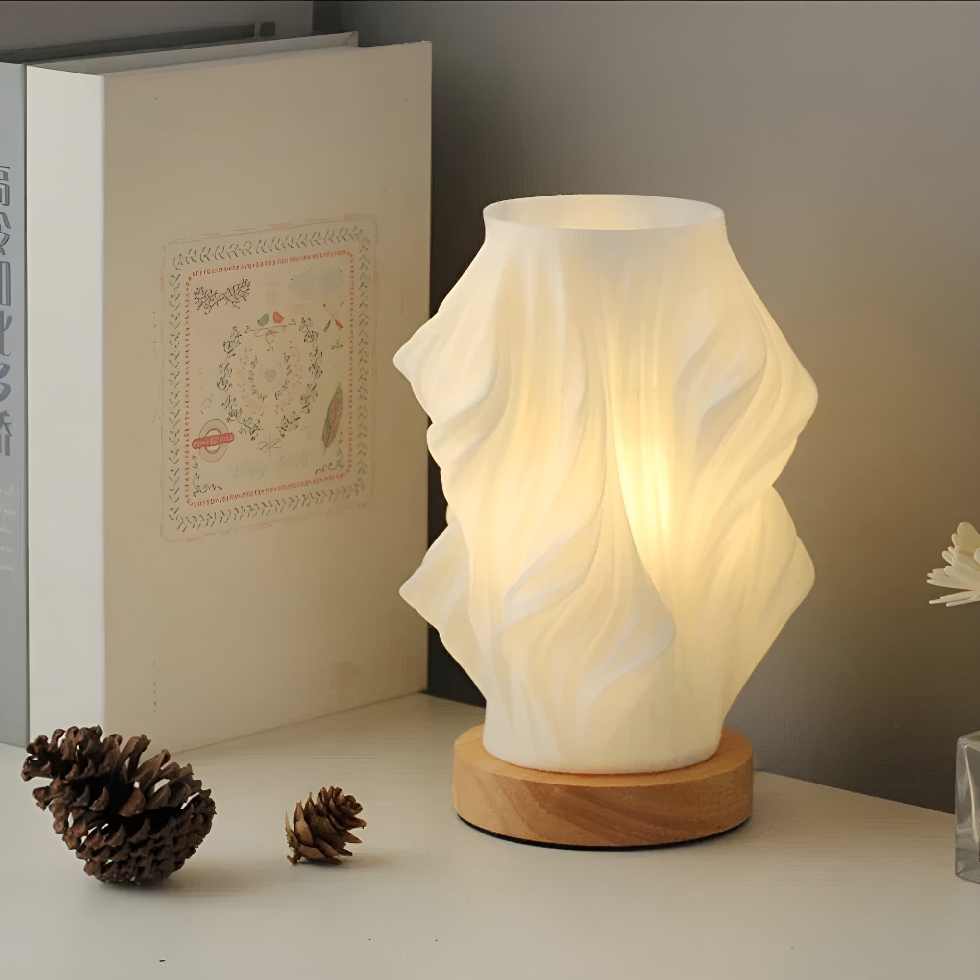 LumiWeave – Modern Dessert Table Lamp Soft Ambient LED Bedroom Light