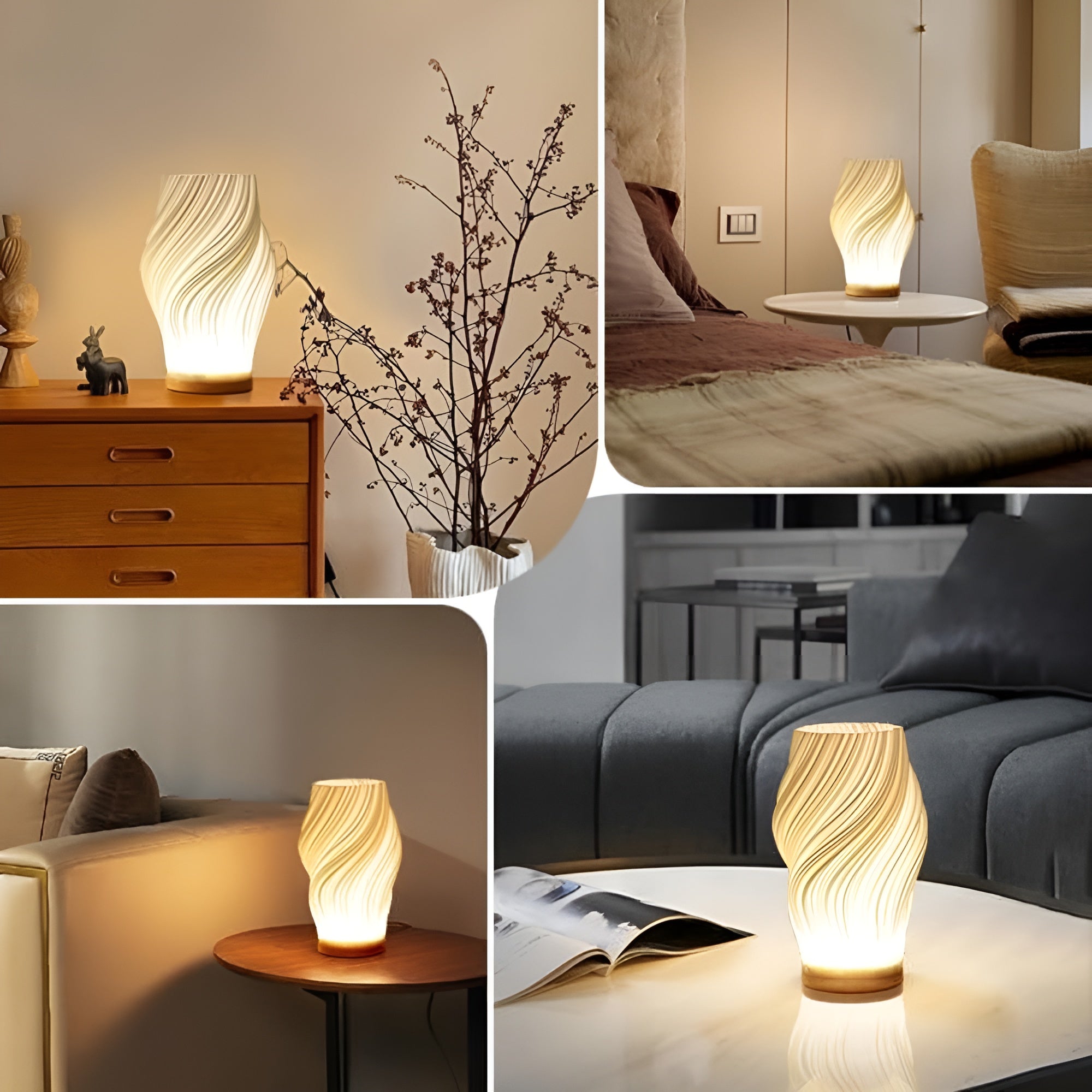 LumiWeave – Modern Dessert Table Lamp Soft Ambient LED Bedroom Light