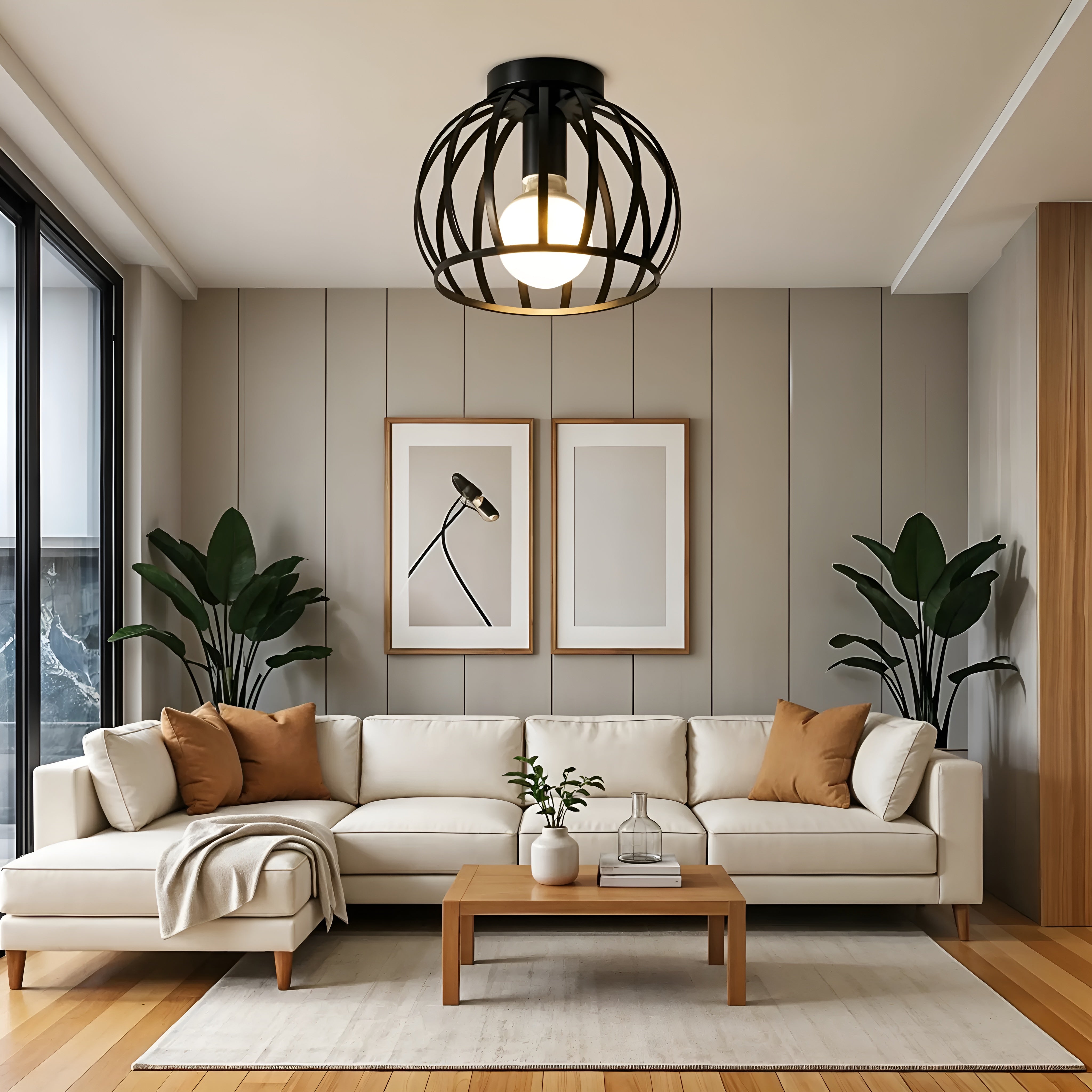 Forgeon – Industrial Black Ceiling Lamp with Minimalist Lighting Fixture