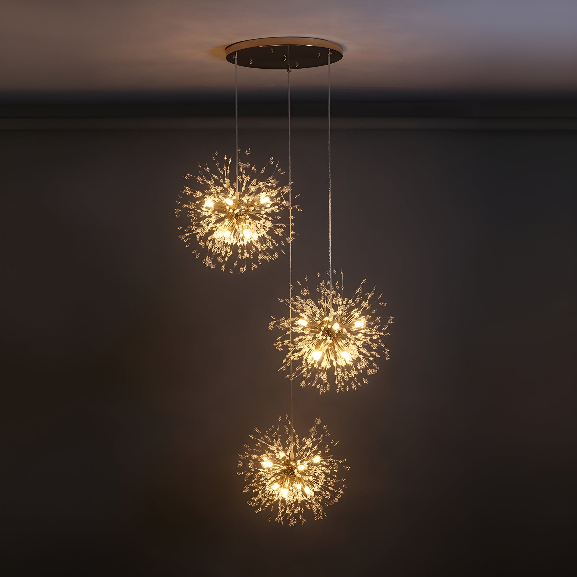 NovaGlow – 24/40-Light Large Brass Sputnik Firework Chandelier