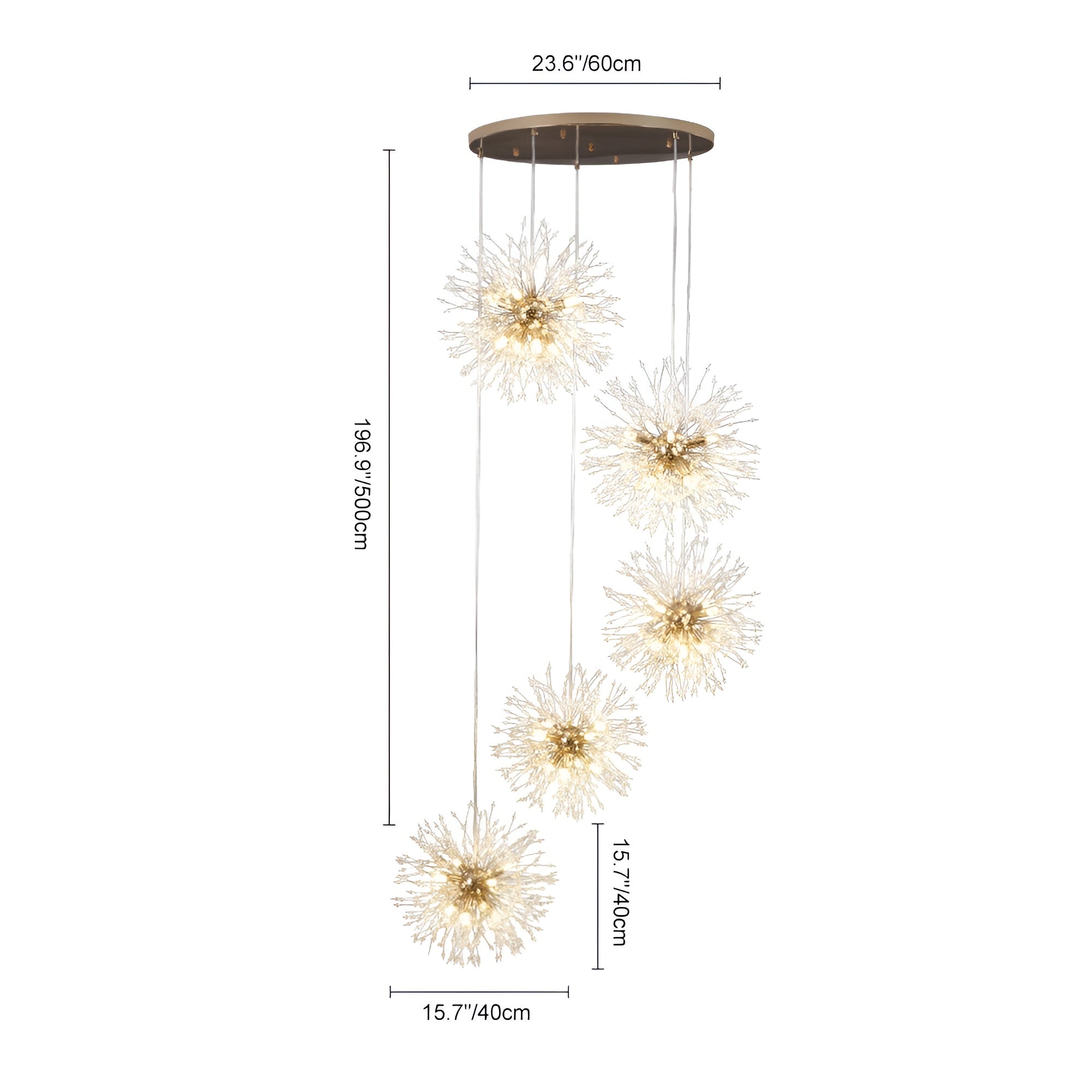 NovaGlow – 24/40-Light Large Brass Sputnik Firework Chandelier