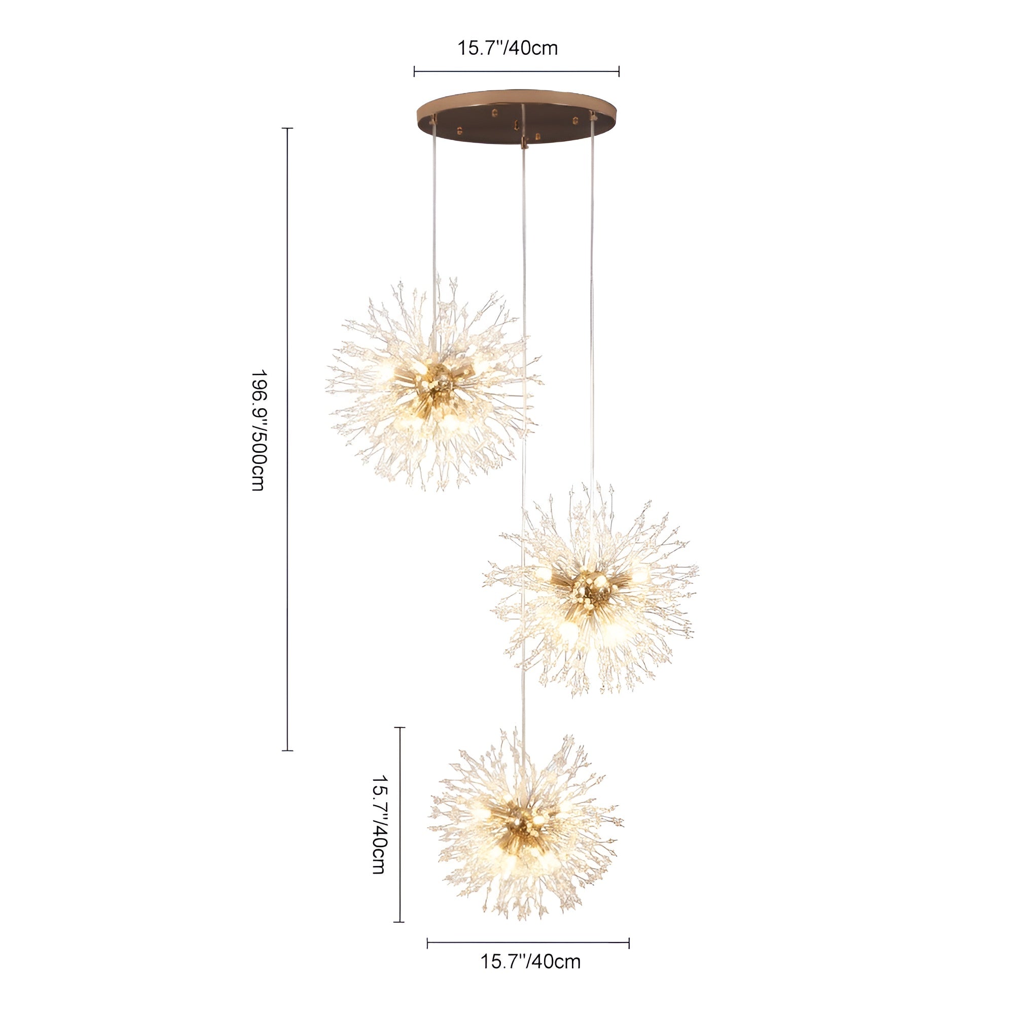 NovaGlow – 24/40-Light Large Brass Sputnik Firework Chandelier