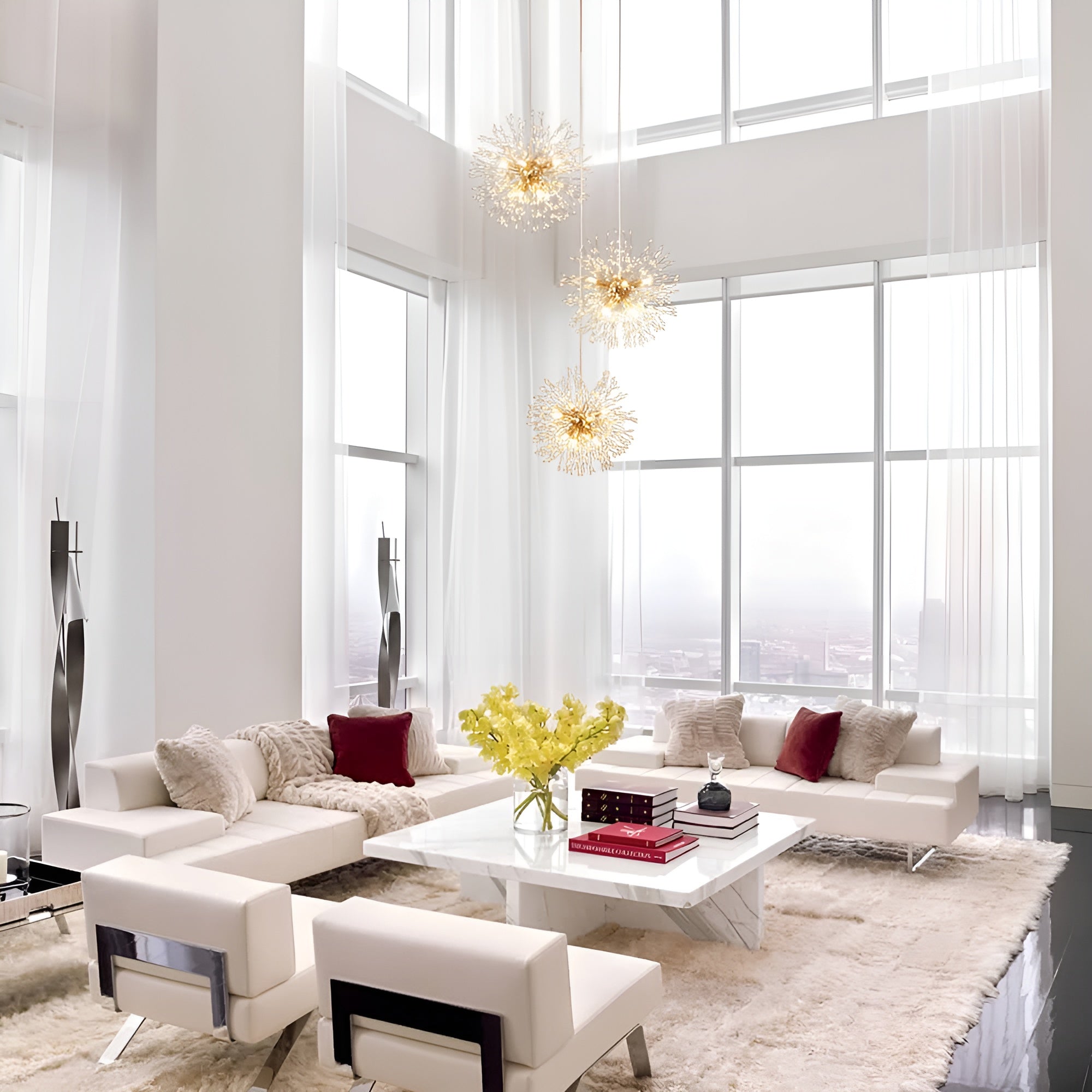 NovaGlow – 24/40-Light Large Brass Sputnik Firework Chandelier