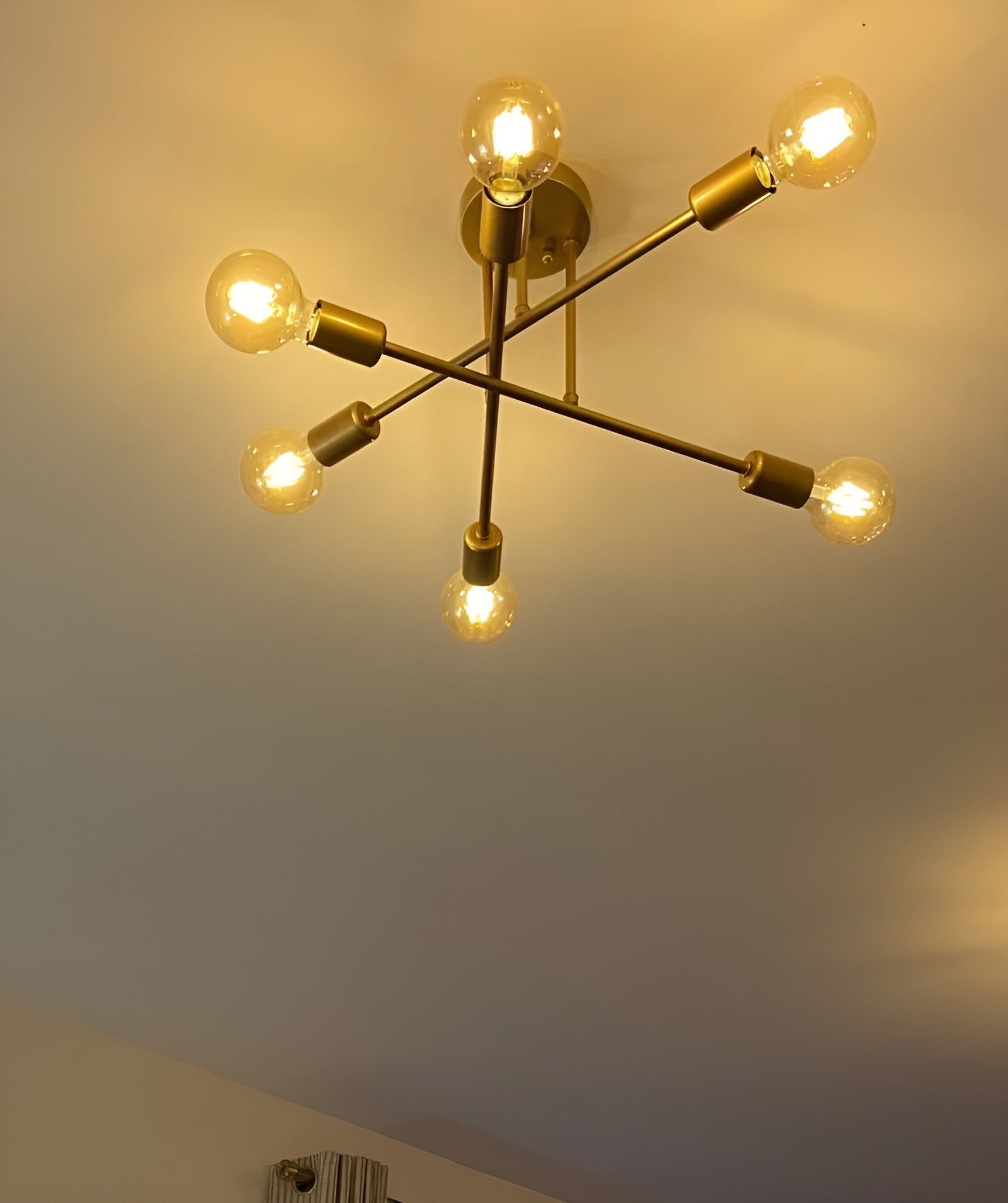 StellarGlow – 6-Light Sputnik Semi Flush Mount Chandelier in Gold for Modern Interiors