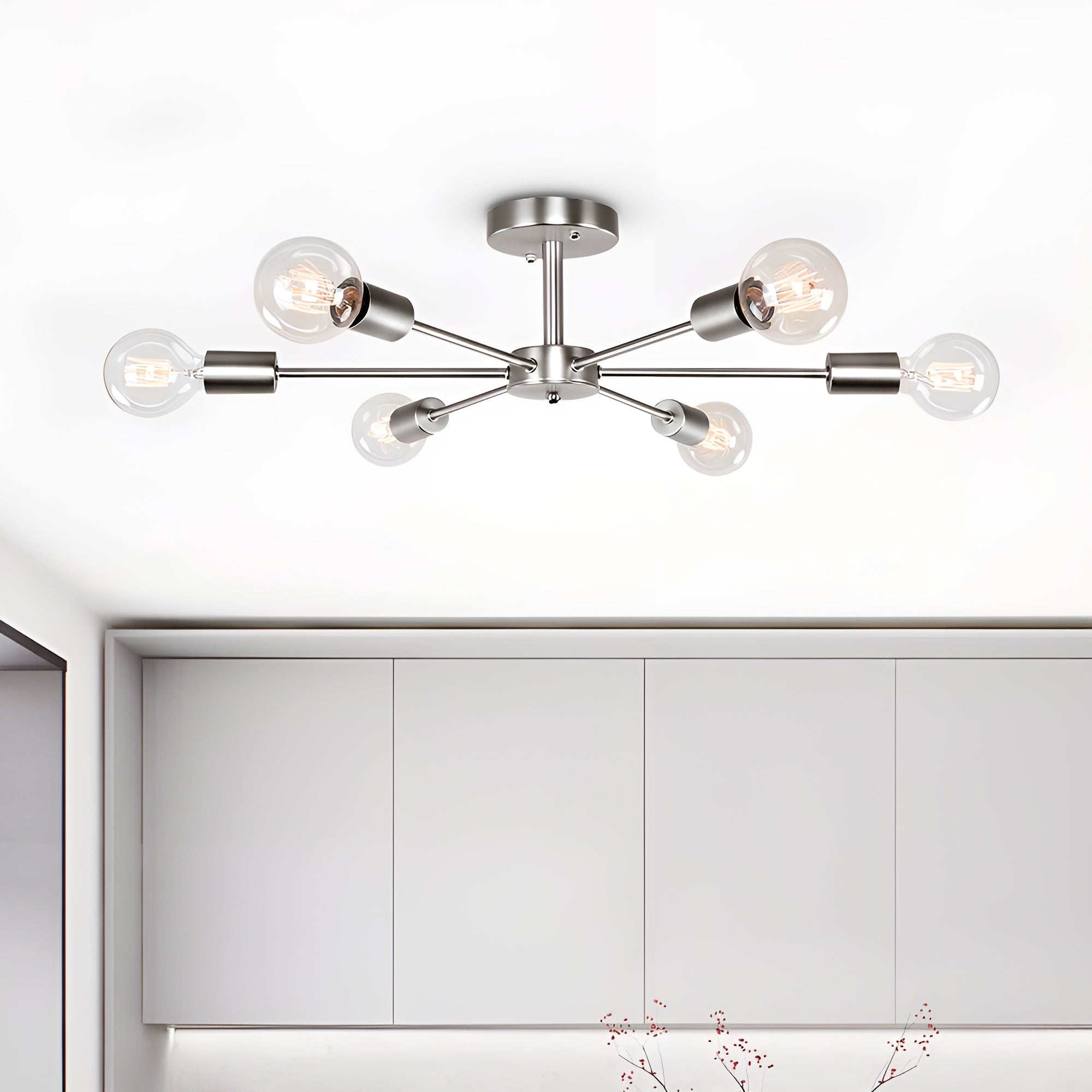 NovaBeam – 6-Light Sputnik Semi Flush Mount Ceiling Light for Modern Interiors