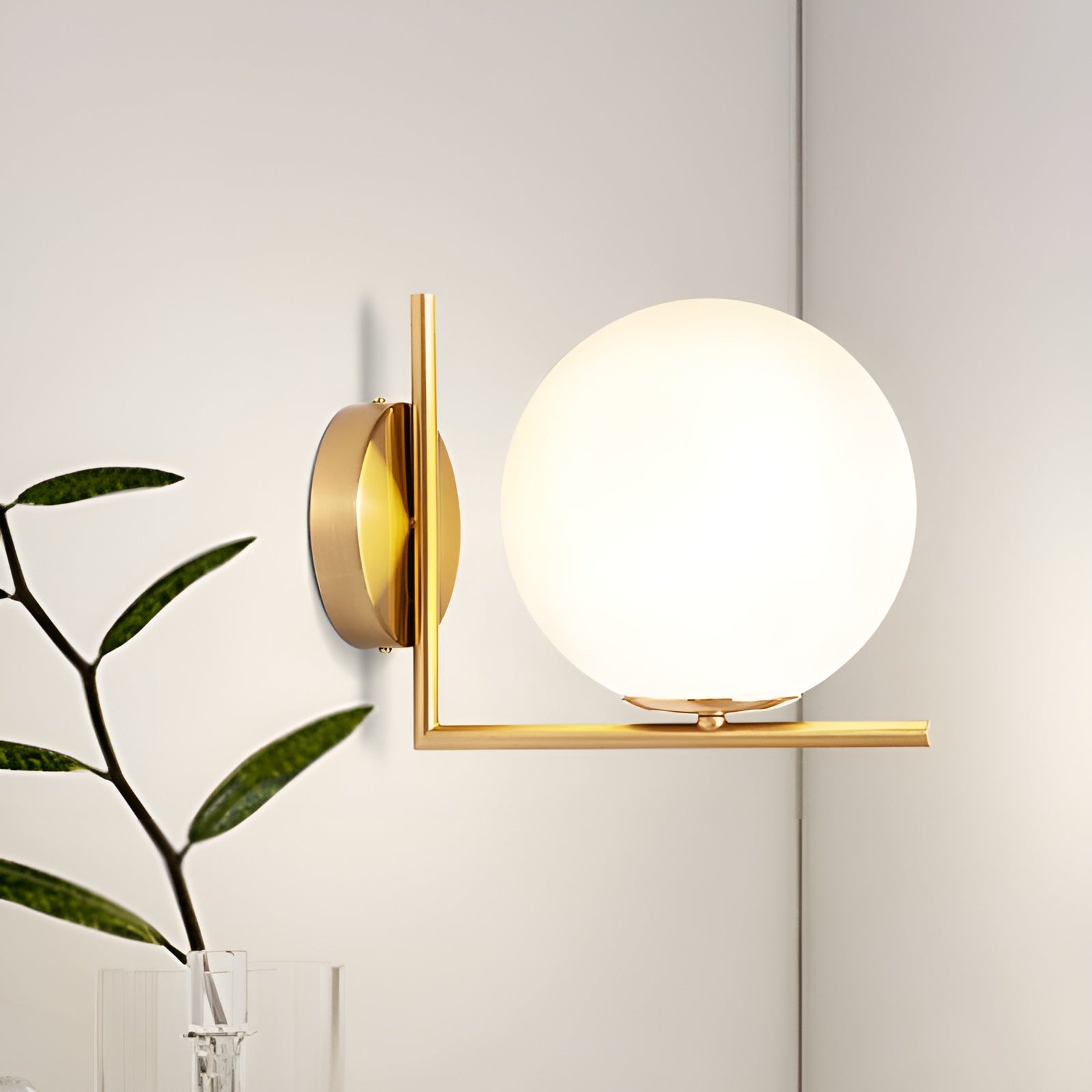 GlowVint – Lighting Antique Brass Opal Glass Globe Wall Light Fixture