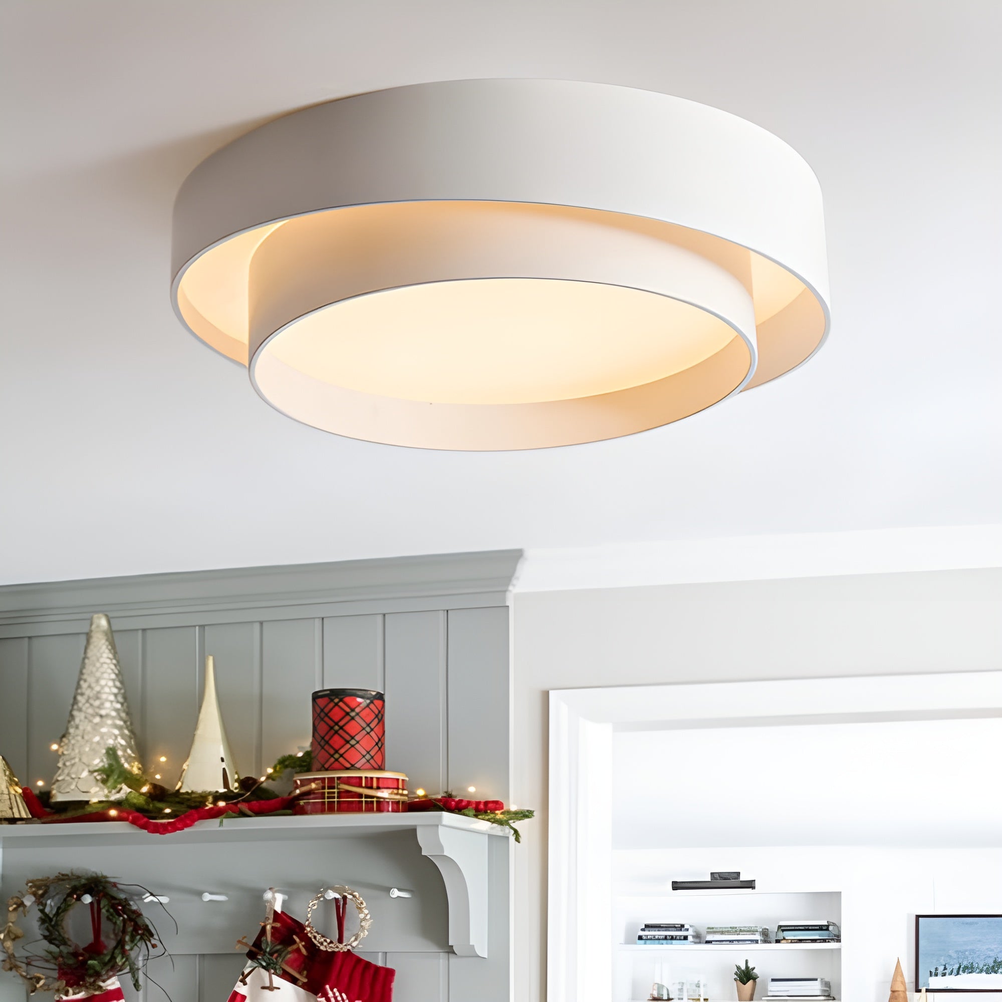 LumoNest – Modern Concentric Rings Flush Mount Ceiling Light for Bedrooms, Hallways & Living Spaces