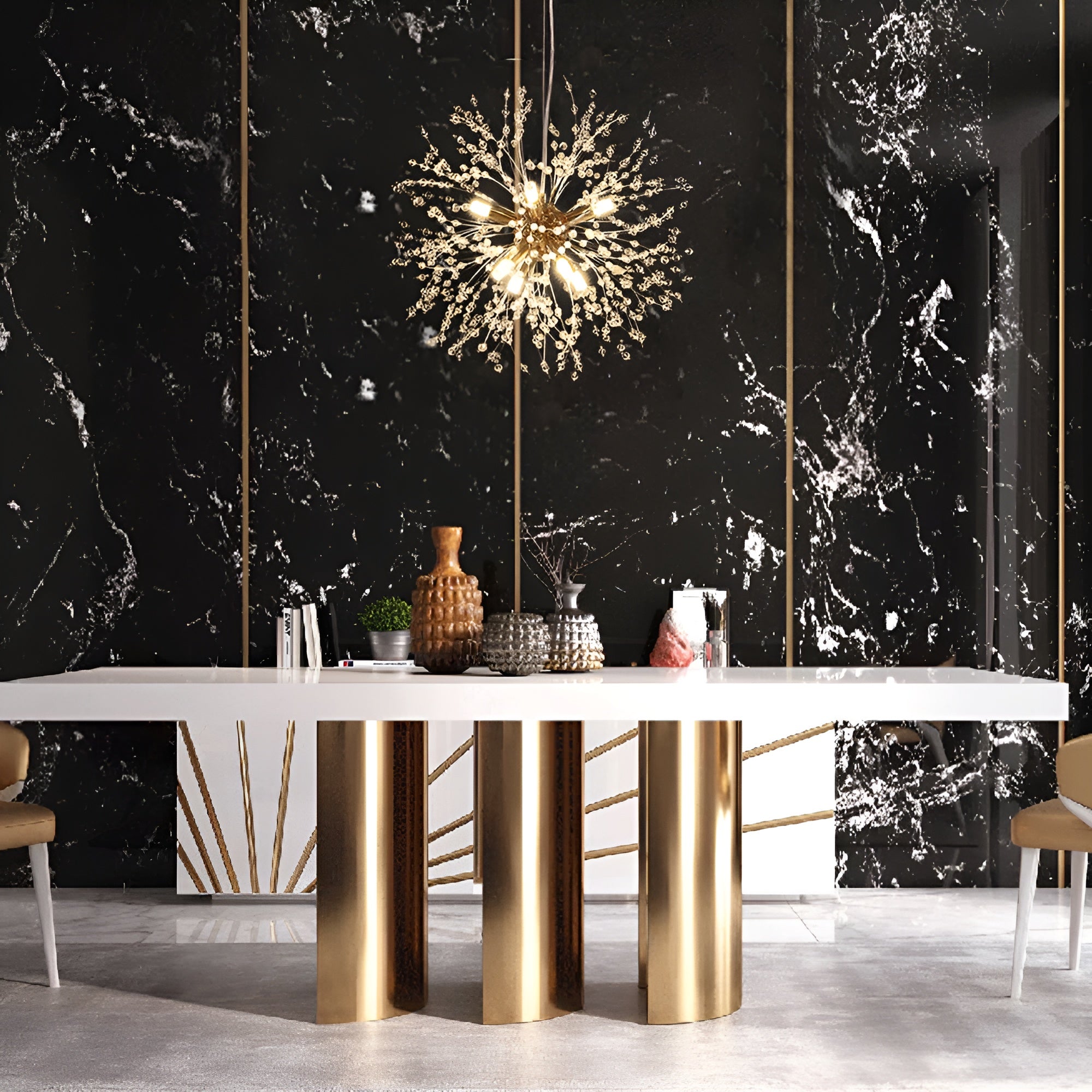 GlowNova – Lighting Luxury 8-Light Sputnik Firework Chandelier in Brass or Chrome