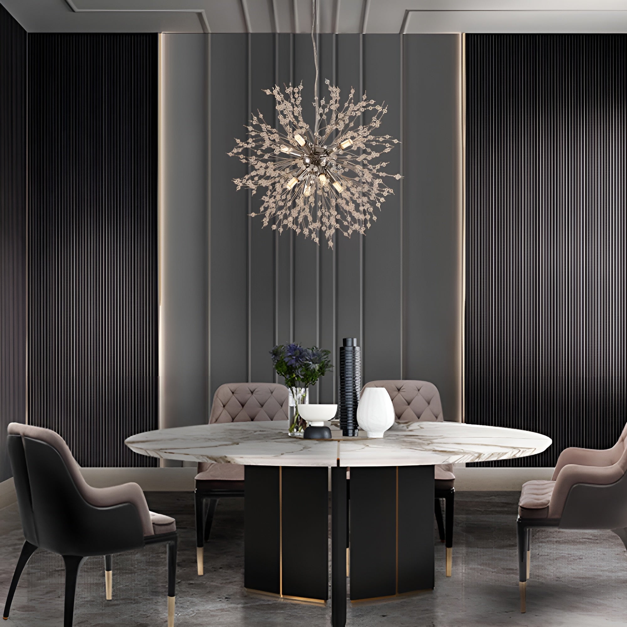 GlowNova – Lighting Luxury 8-Light Sputnik Firework Chandelier in Brass or Chrome