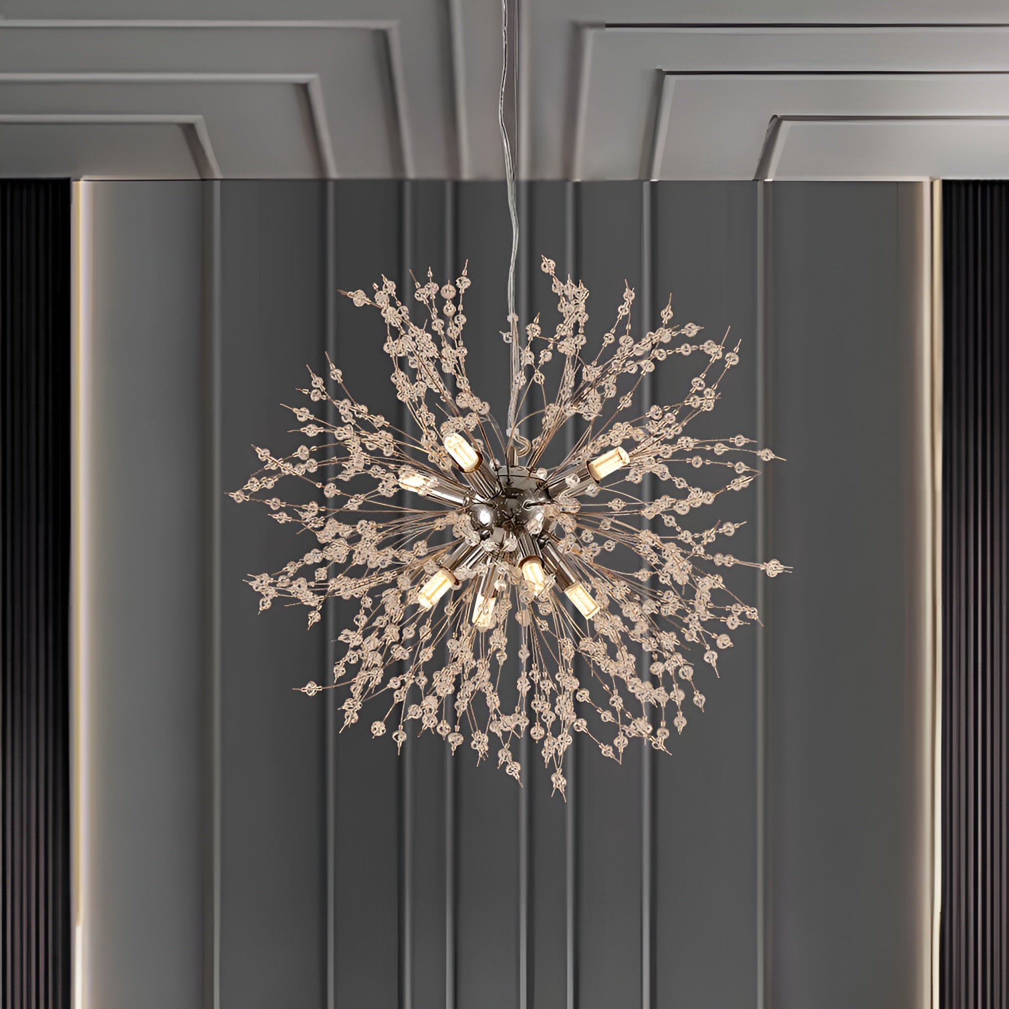 GlowNova – Lighting Luxury 8-Light Sputnik Firework Chandelier in Brass or Chrome