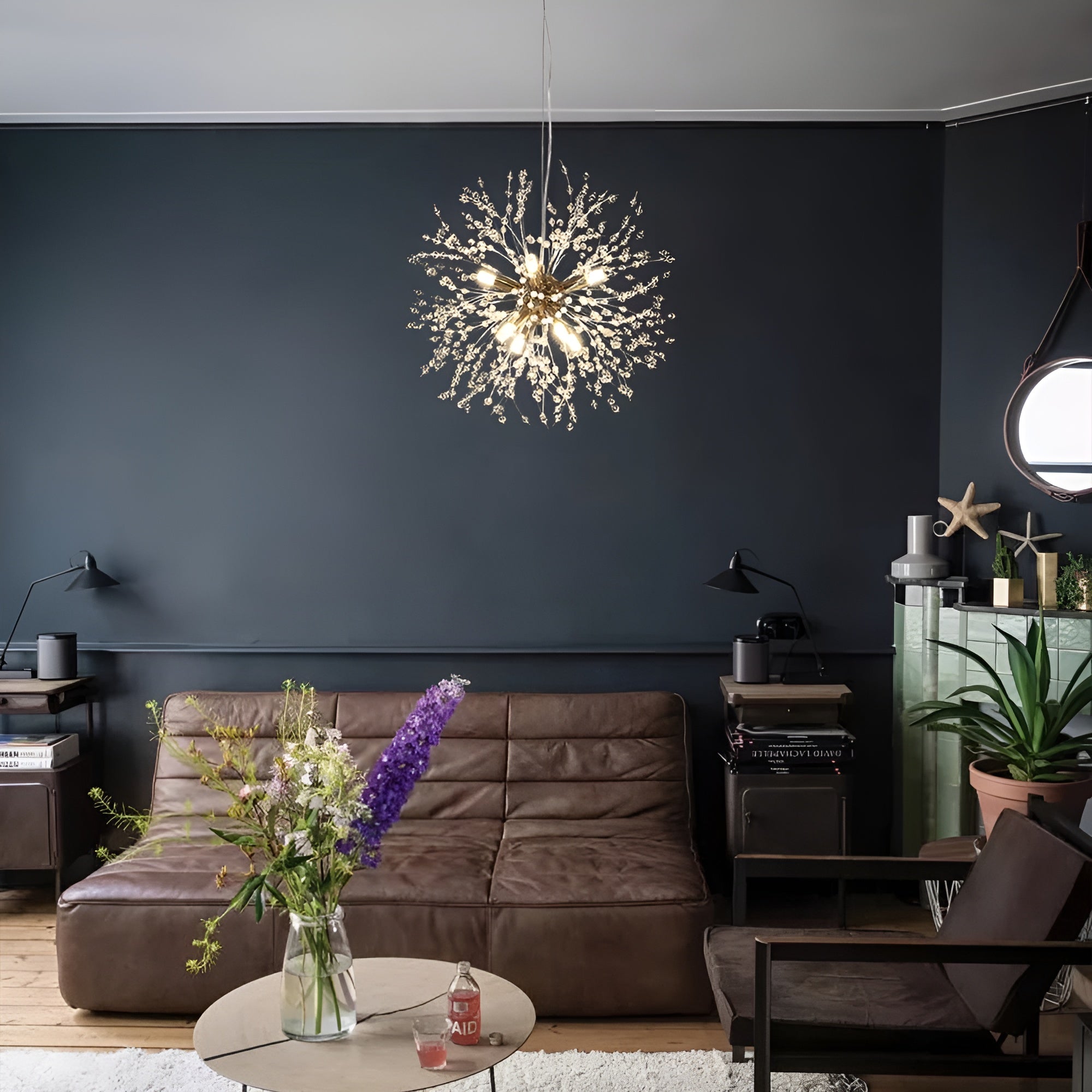 GlowNova – Lighting Luxury 8-Light Sputnik Firework Chandelier in Brass or Chrome
