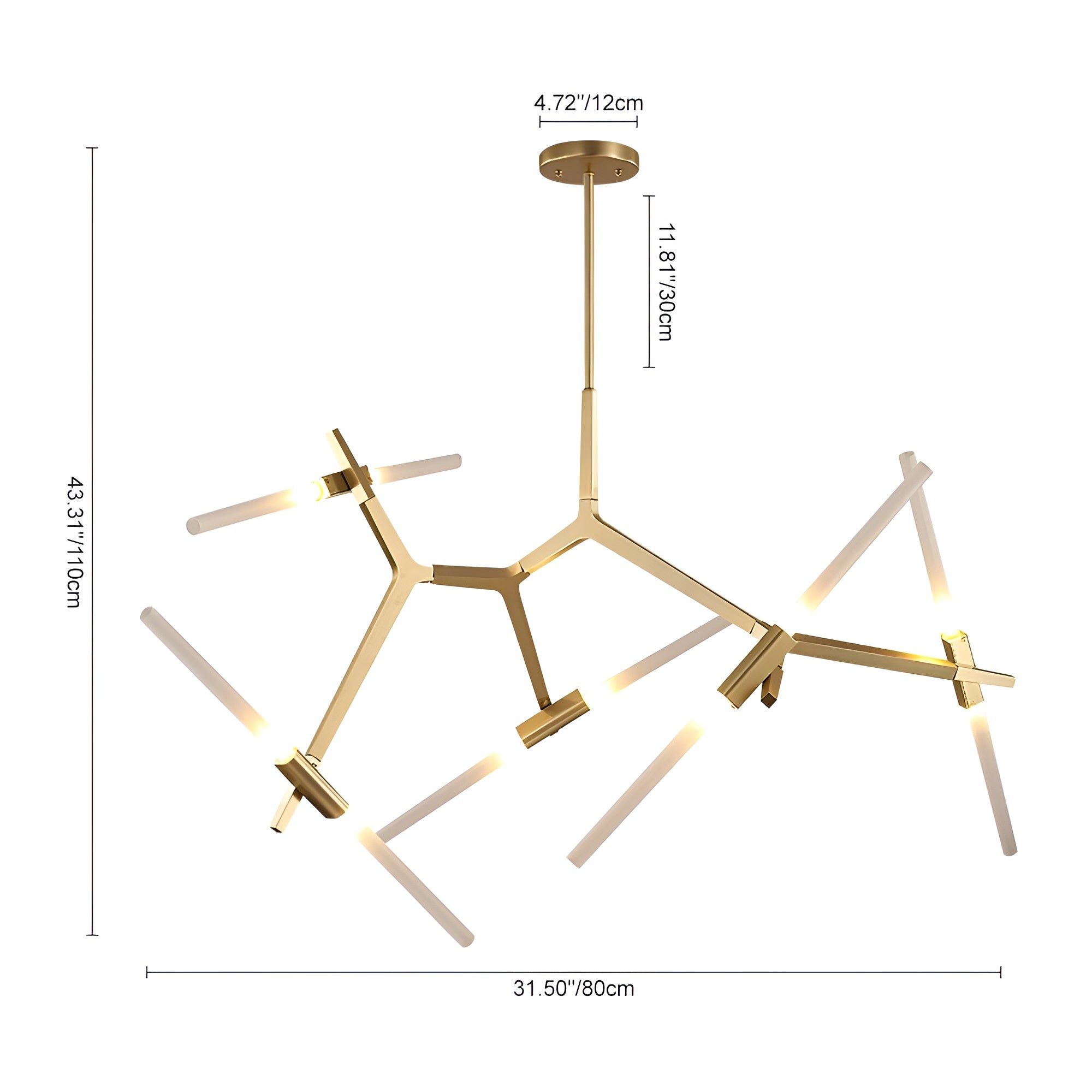 BranchLume – Lighting Modern Mid-Century 10-Light Glass Branch Chandelier