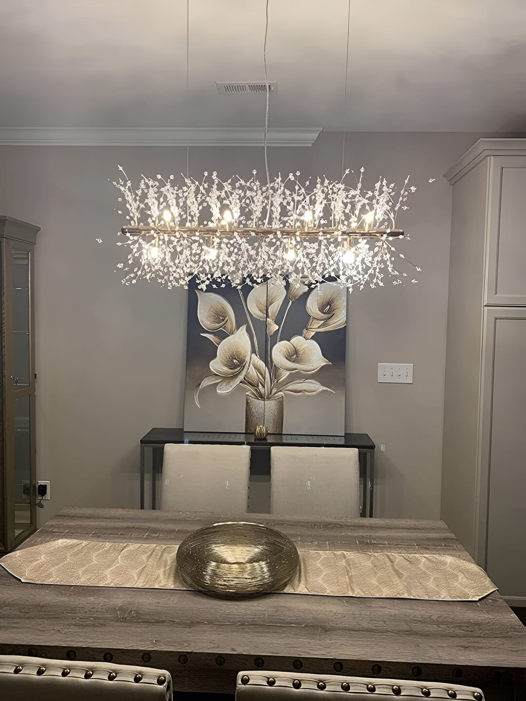 Crystalia – Modern 9-Light Crystal Chandelier for Dining Kitchen & Living Spaces