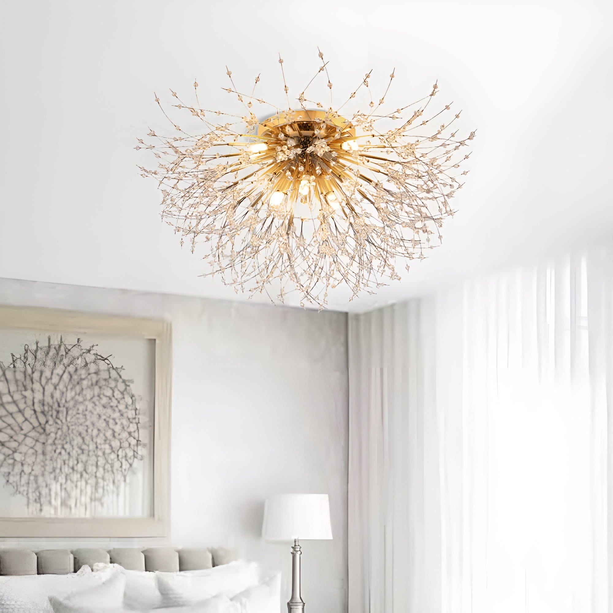Glowvique – Modern Beaded Sputnik Flush Mount Light Fixture